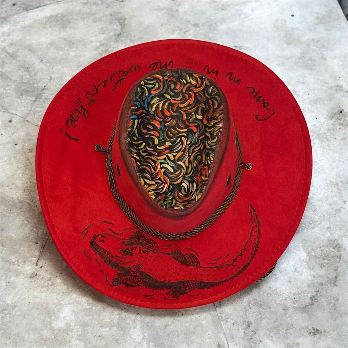Aussie Croc-A-Gator "The Water's Fine" (Red : Custom Lightweight Felt Hat, Western Block