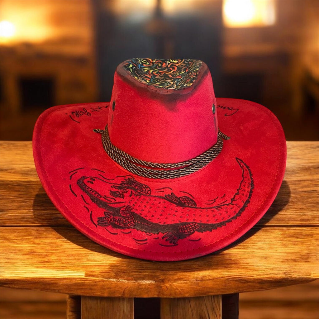 Aussie Croc-A-Gator "The Water's Fine" Red custom Hat