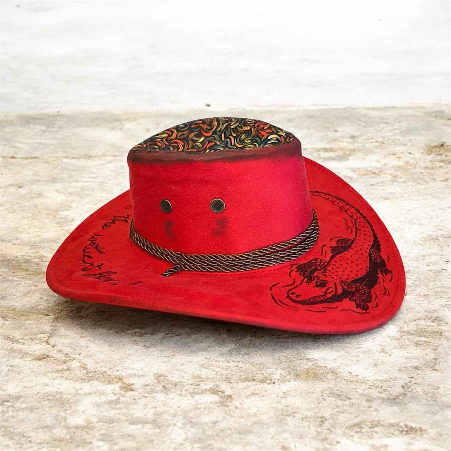 Aussie Croc-A-Gator "The Water's Fine" (Red : Custom Lightweight Felt Hat, Western Block