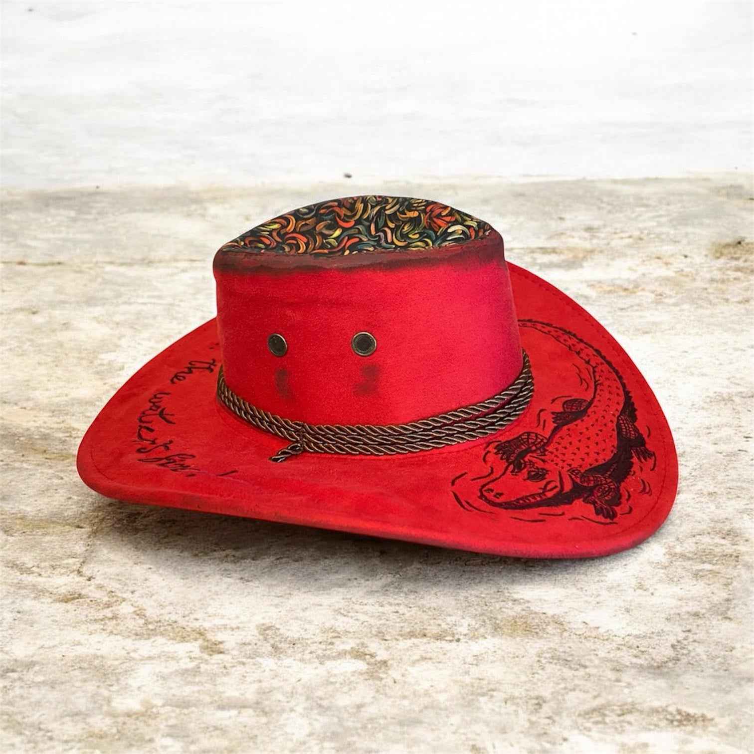 Aussie Croc-A-Gator "The Water's Fine" (Red : Custom Lightweight Felt Hat, Western Block