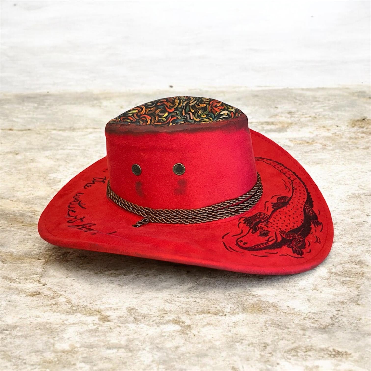Aussie Croc-A-Gator "The Water's Fine" Red custom Hat