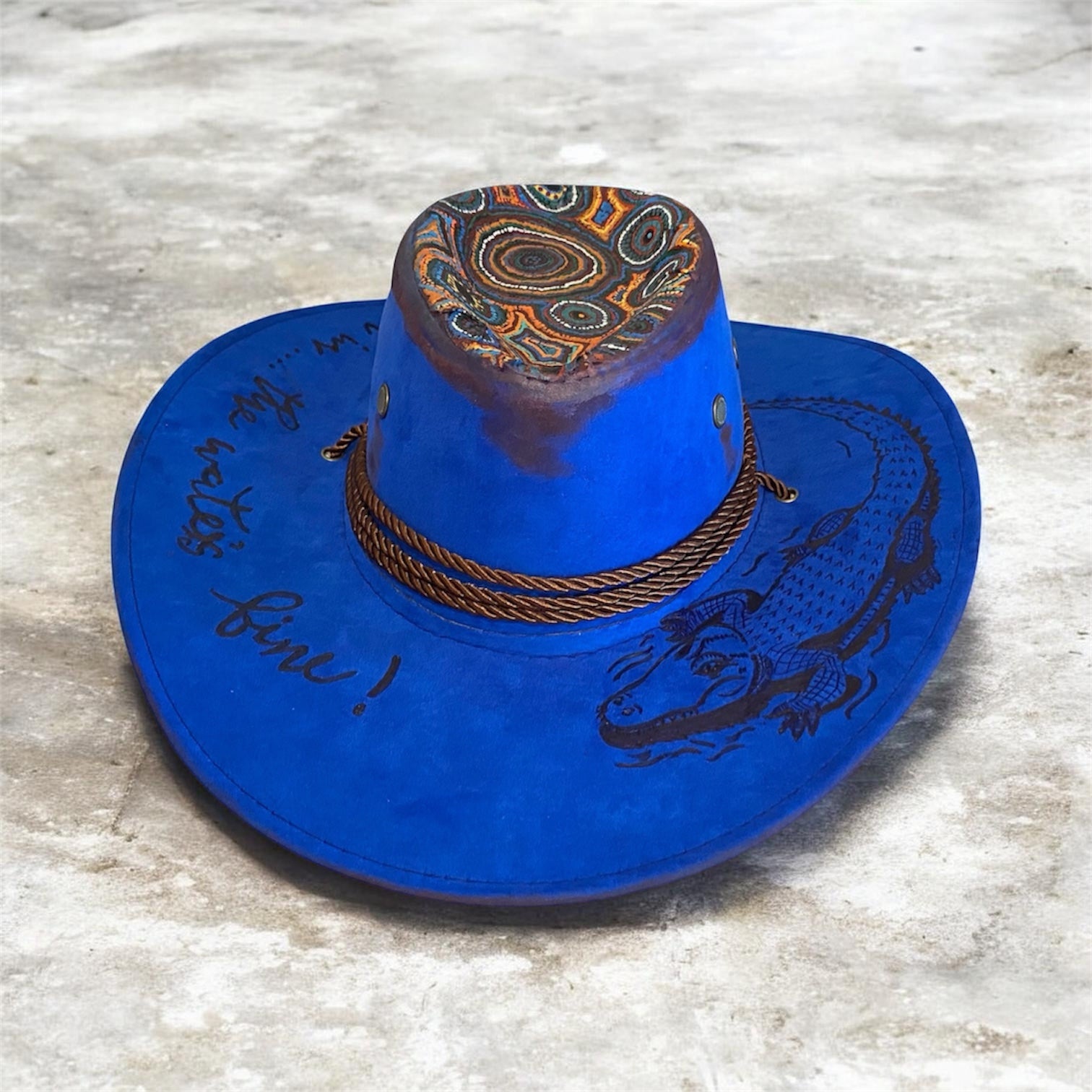 Aussie Croc-A-Gator "The Water's Fine" Blue custom Hat
