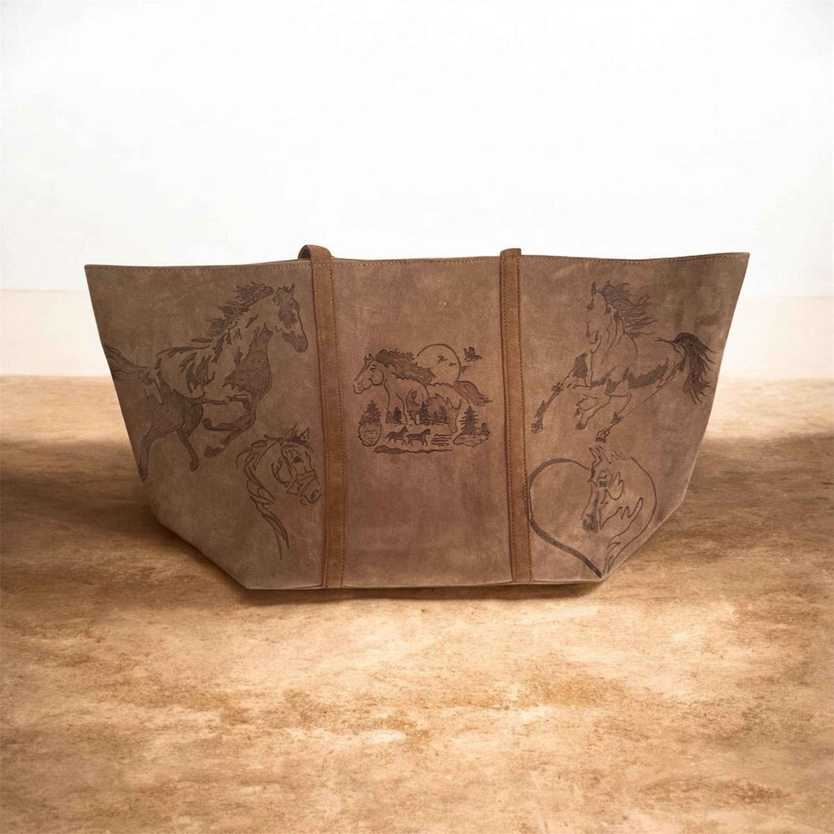 Custom Suedette Tote Bag: Wild Horses Design That Elevates Your Style