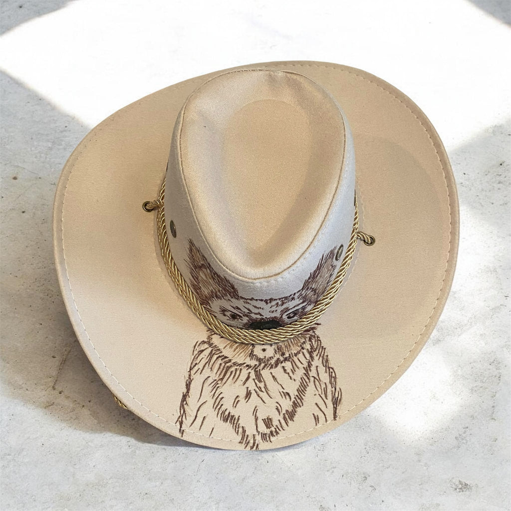 Custom Aussie Felt Youth/Kids hat, "Angry Koala" in Ivory Cream, One of a Kind