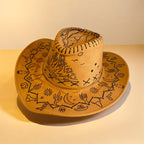 One off Youth/Kids "Wild West Whimsy", custom hat, handburned design.