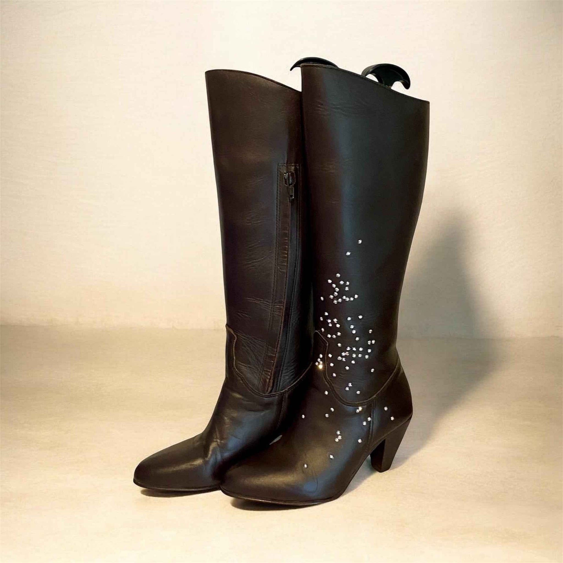 Custom RM Williams Ladies Long Boots - Unique 100% Leather Design, Size 6.25