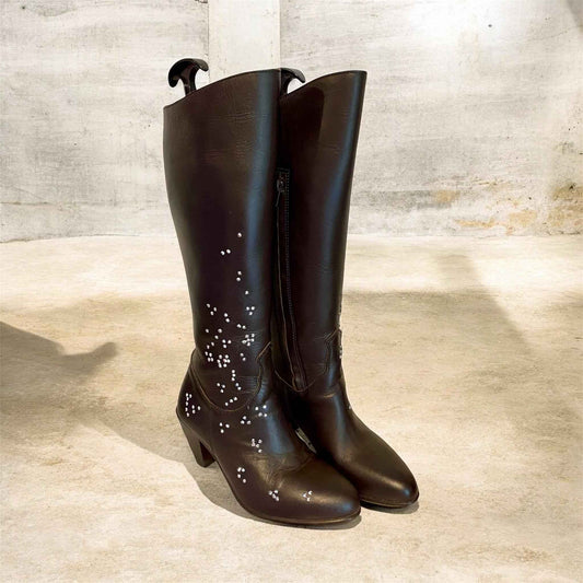 Custom RM Williams Ladies Long Boots - Unique 100% Leather Design, Size 6.25