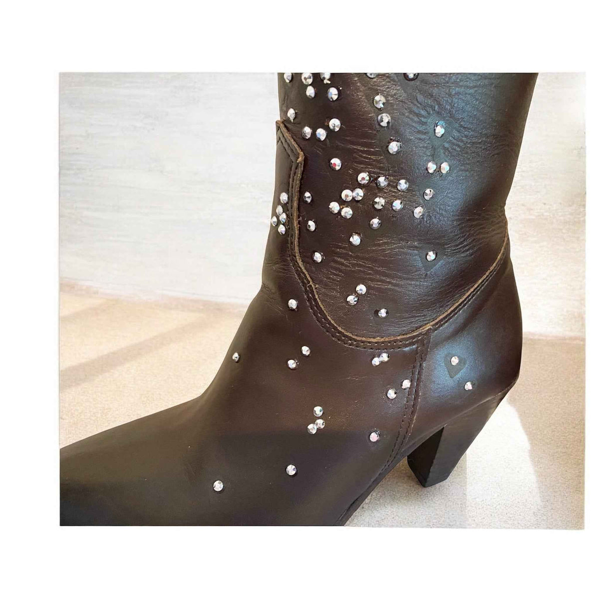 Custom RM Williams Ladies Long Boots - Unique 100% Leather Design, Size 6.25