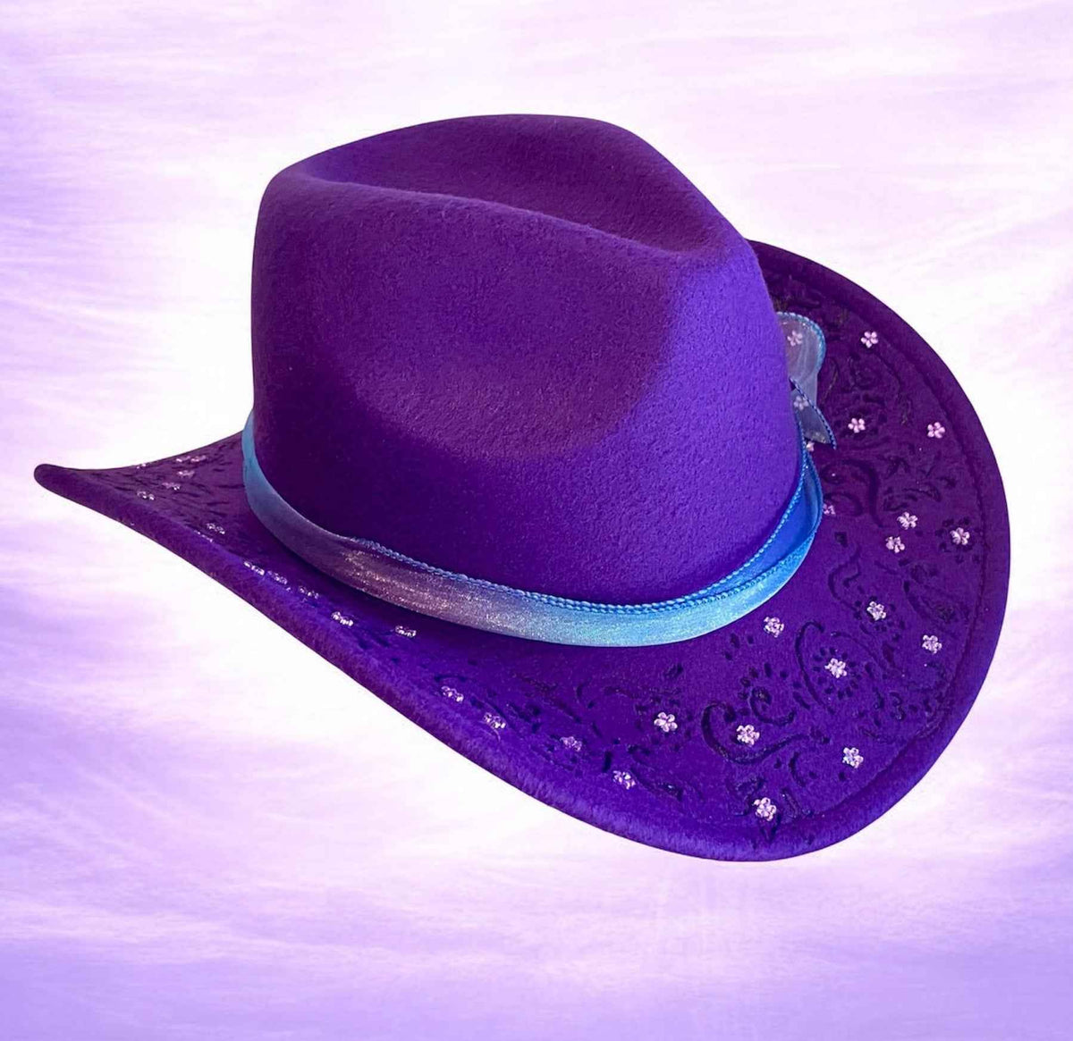 Custom Felt Cowboy Hat – Stand Out in Royal Purple with Rhinestone Elegance