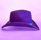 Custom Felt Cowboy Hat "Colour Me Purple" Rhinestones & Paisley Pattern