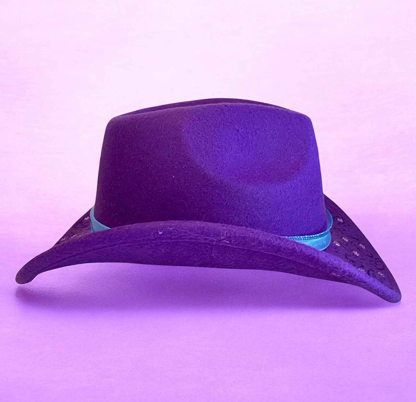 Custom Felt Cowboy Hat – Stand Out in Royal Purple with Rhinestone Elegance