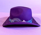 Custom Felt Cowboy Hat "Colour Me Purple" Rhinestones & Paisley Pattern