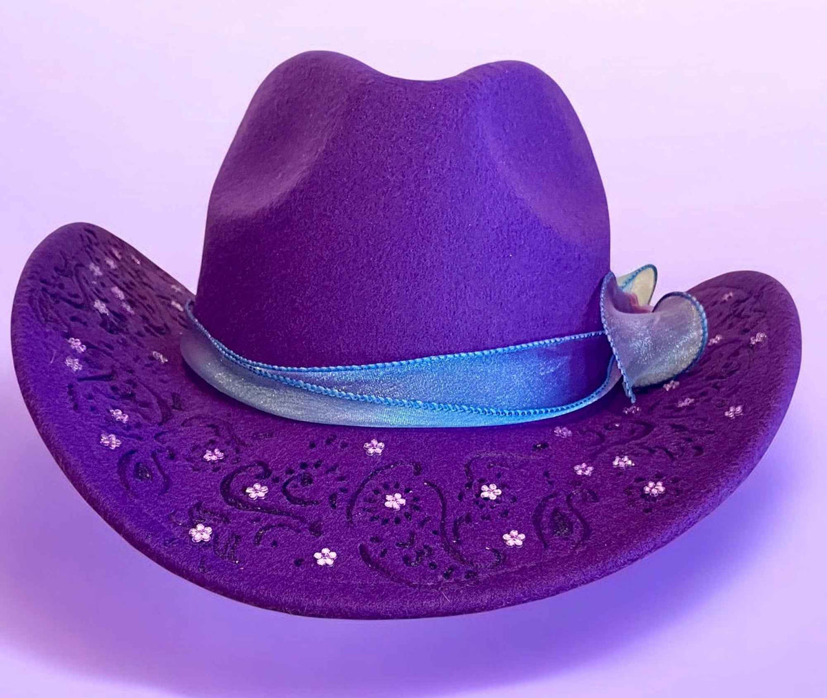 Custom Felt Cowboy Hat – Stand Out in Royal Purple with Rhinestone Elegance