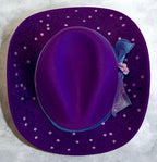 Custom Felt Cowboy Hat "Colour Me Purple" Rhinestones & Paisley Pattern