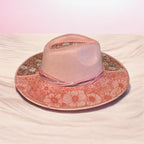 Vegan Suede Custom Cowboy Hat "Pretty In Pink Flowers" Diamante