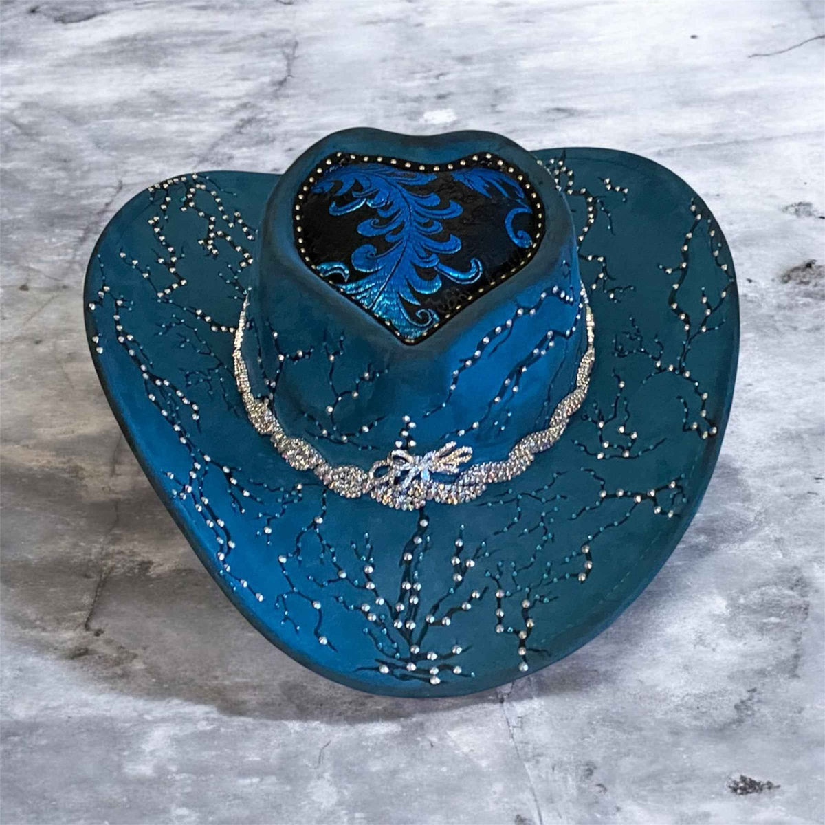 Elevate Your Style with the Deluxe Suedette Cowboy Hat: Blue Fire Lady Edition