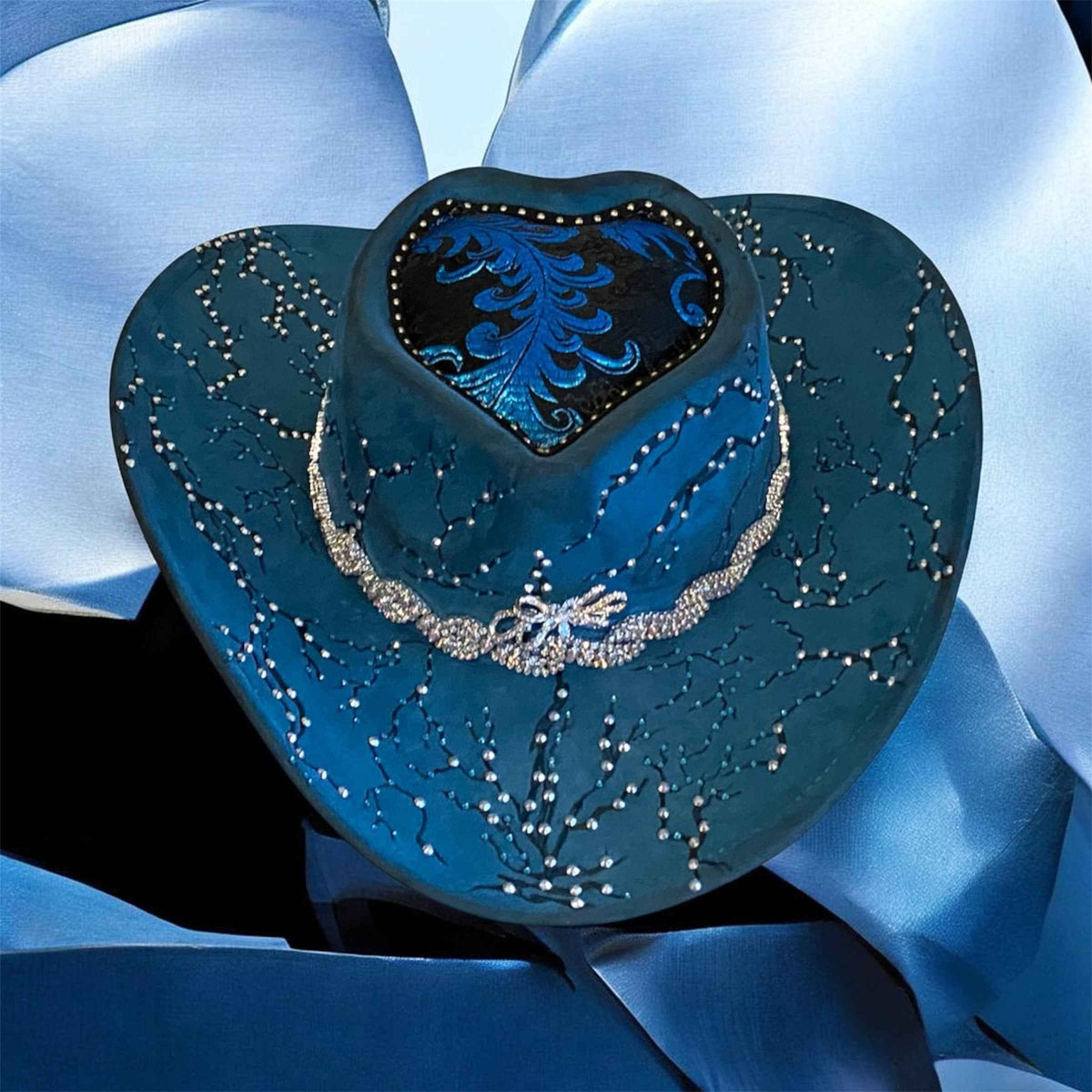 Elevate Your Style with the Deluxe Suedette Cowboy Hat: Blue Fire Lady Edition