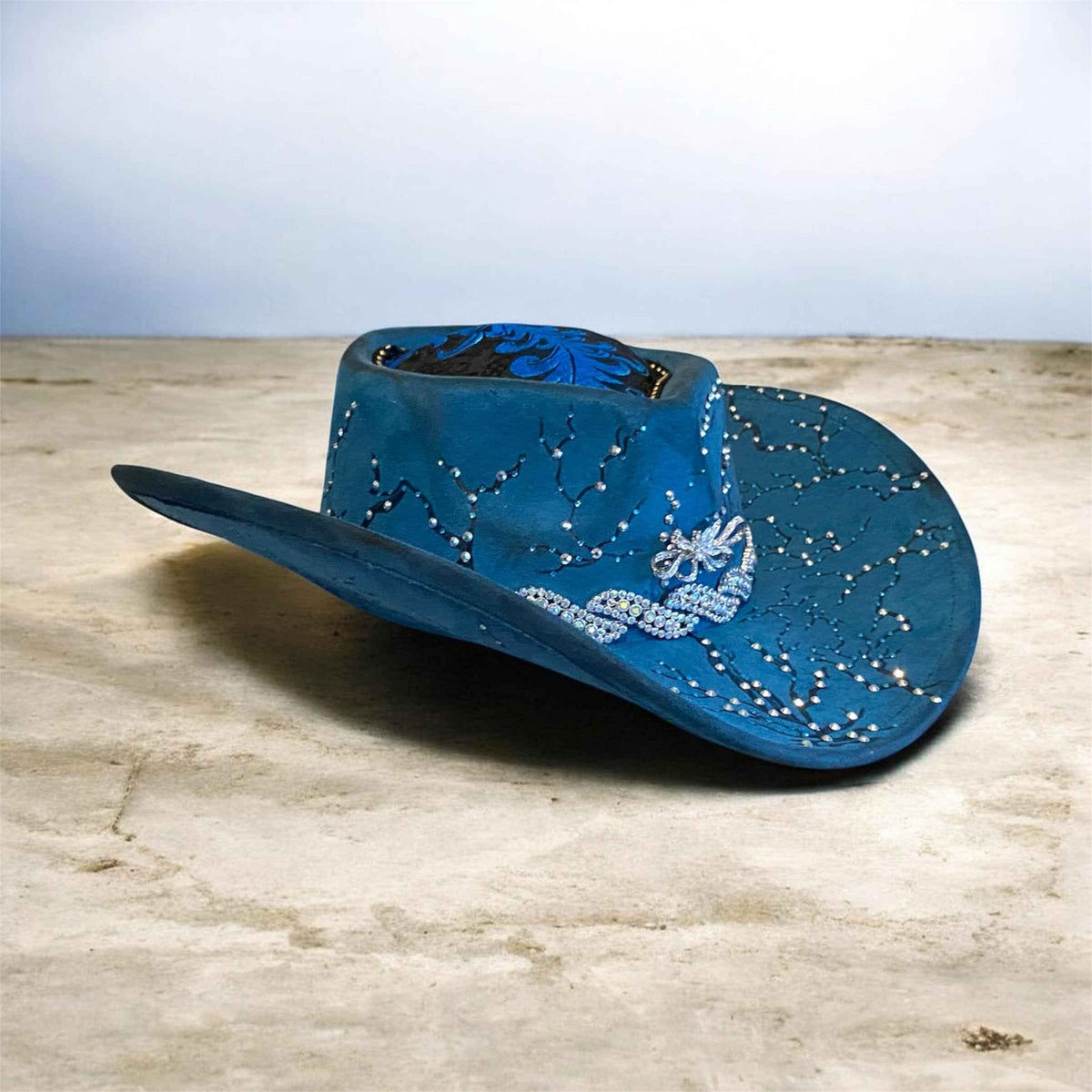 Elevate Your Style with the Deluxe Suedette Cowboy Hat: Blue Fire Lady Edition