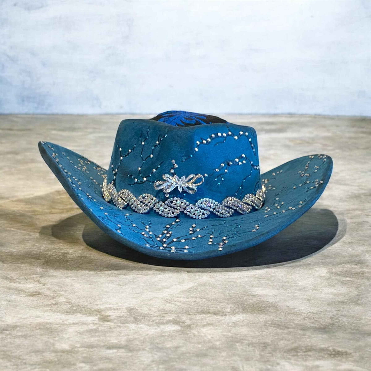 Elevate Your Style with the Deluxe Suedette Cowboy Hat: Blue Fire Lady Edition