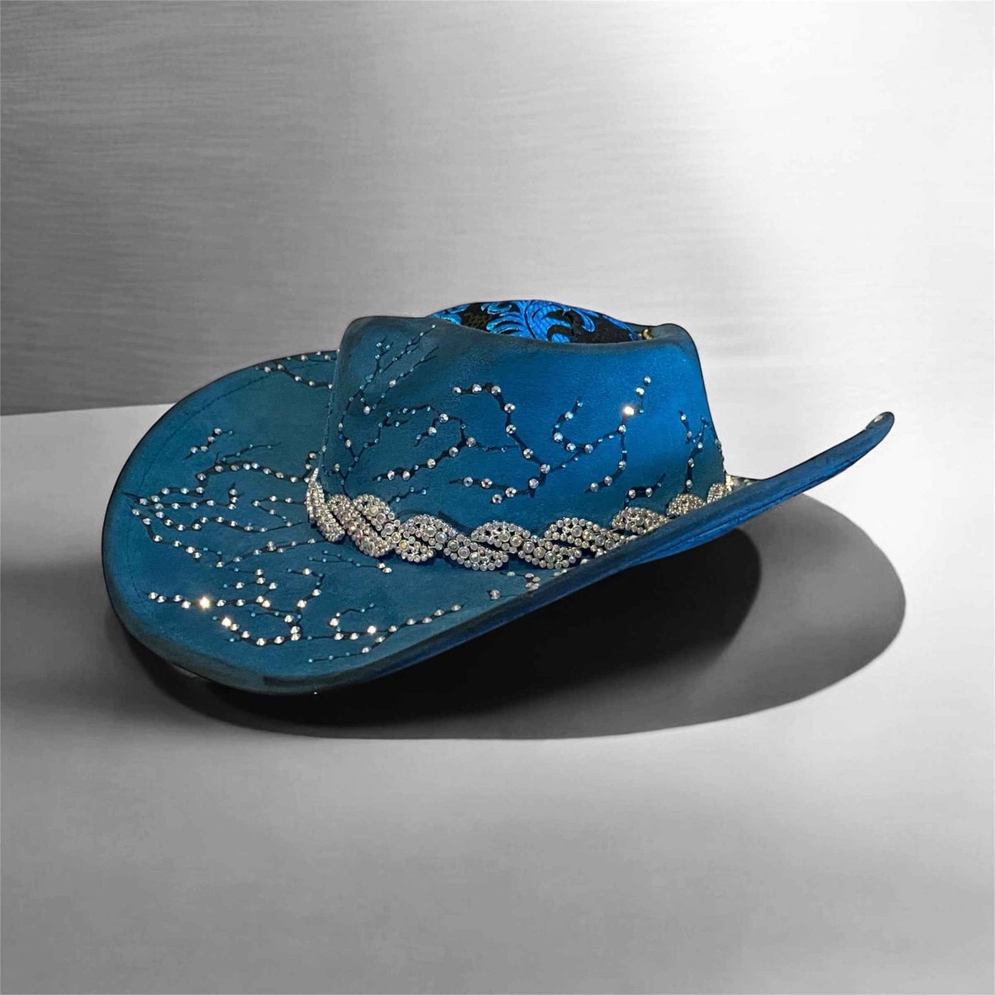 Elevate Your Style with the Deluxe Suedette Cowboy Hat: Blue Fire Lady Edition