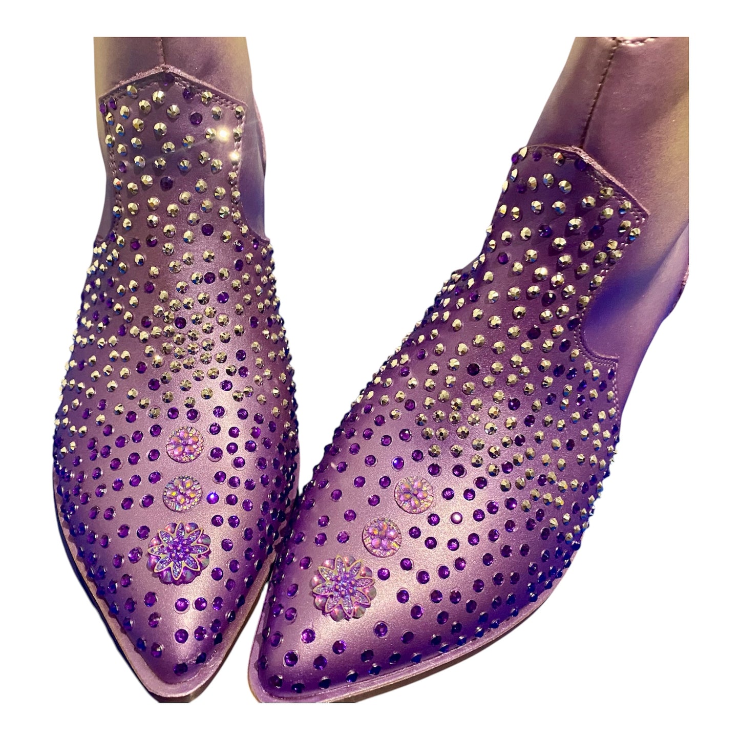 Custom Western Style Ankle Boots, Size 7, Purple Haze, Diamante!