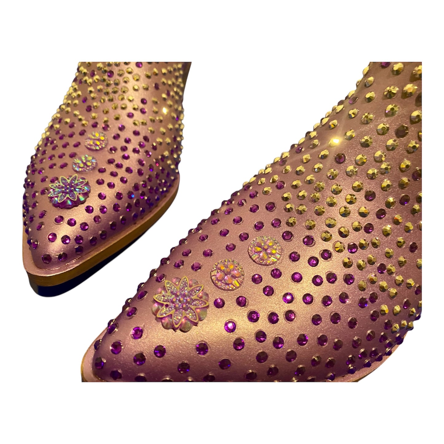 Custom Western Style Ankle Boots, Size 7, Purple Haze, Diamante!