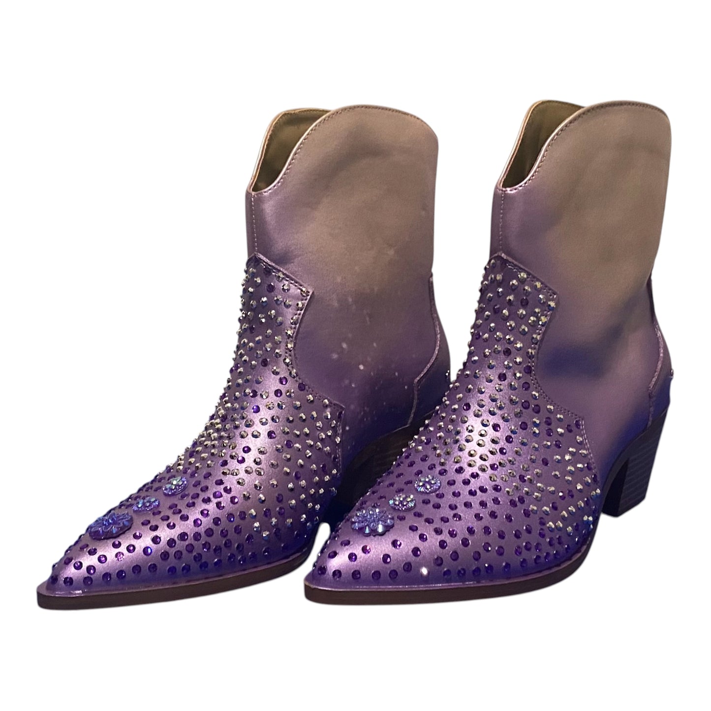 Custom Western Style Ankle Boots, Size 7, Purple Haze, Diamante!