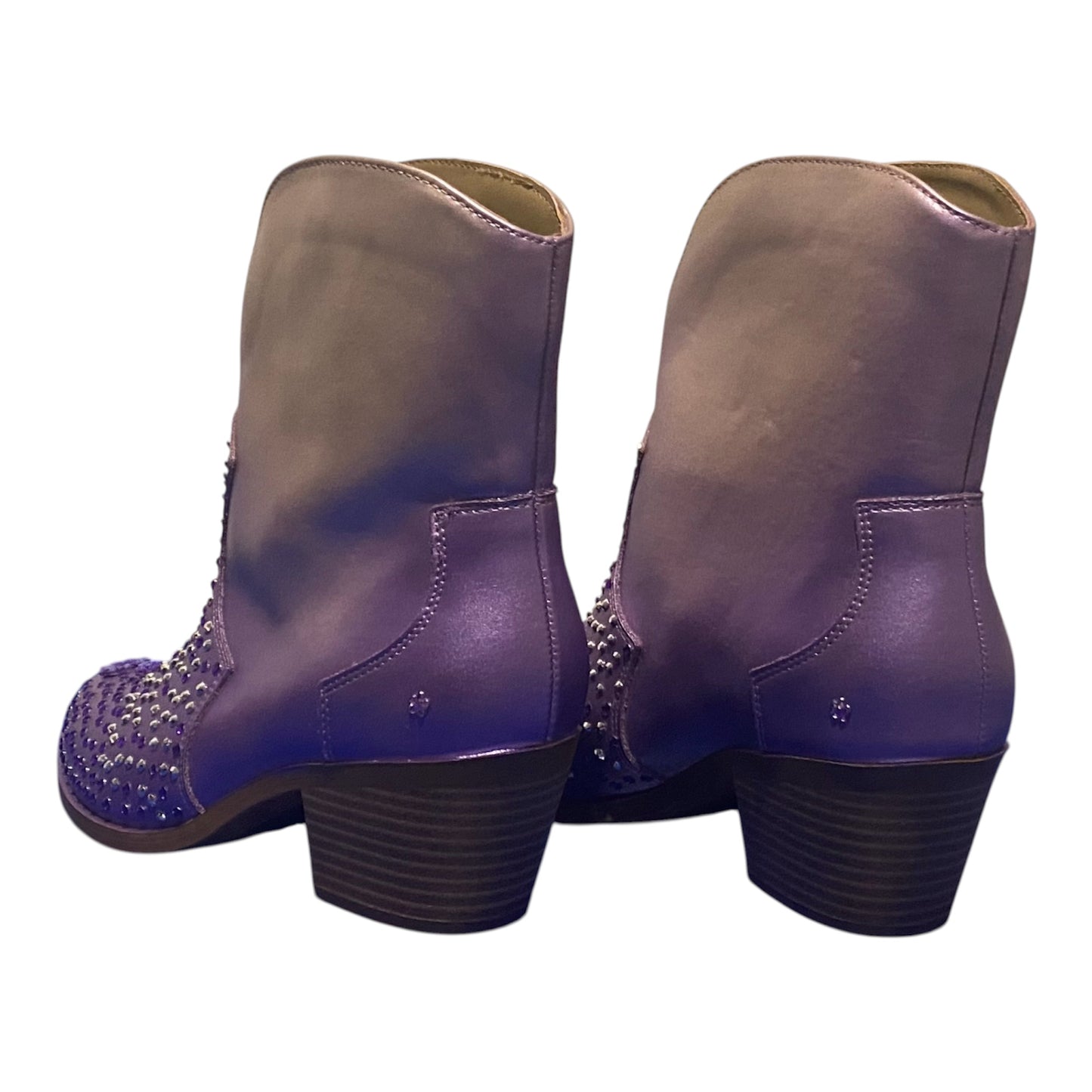 Custom Western Style Ankle Boots, Size 7, Purple Haze, Diamante!