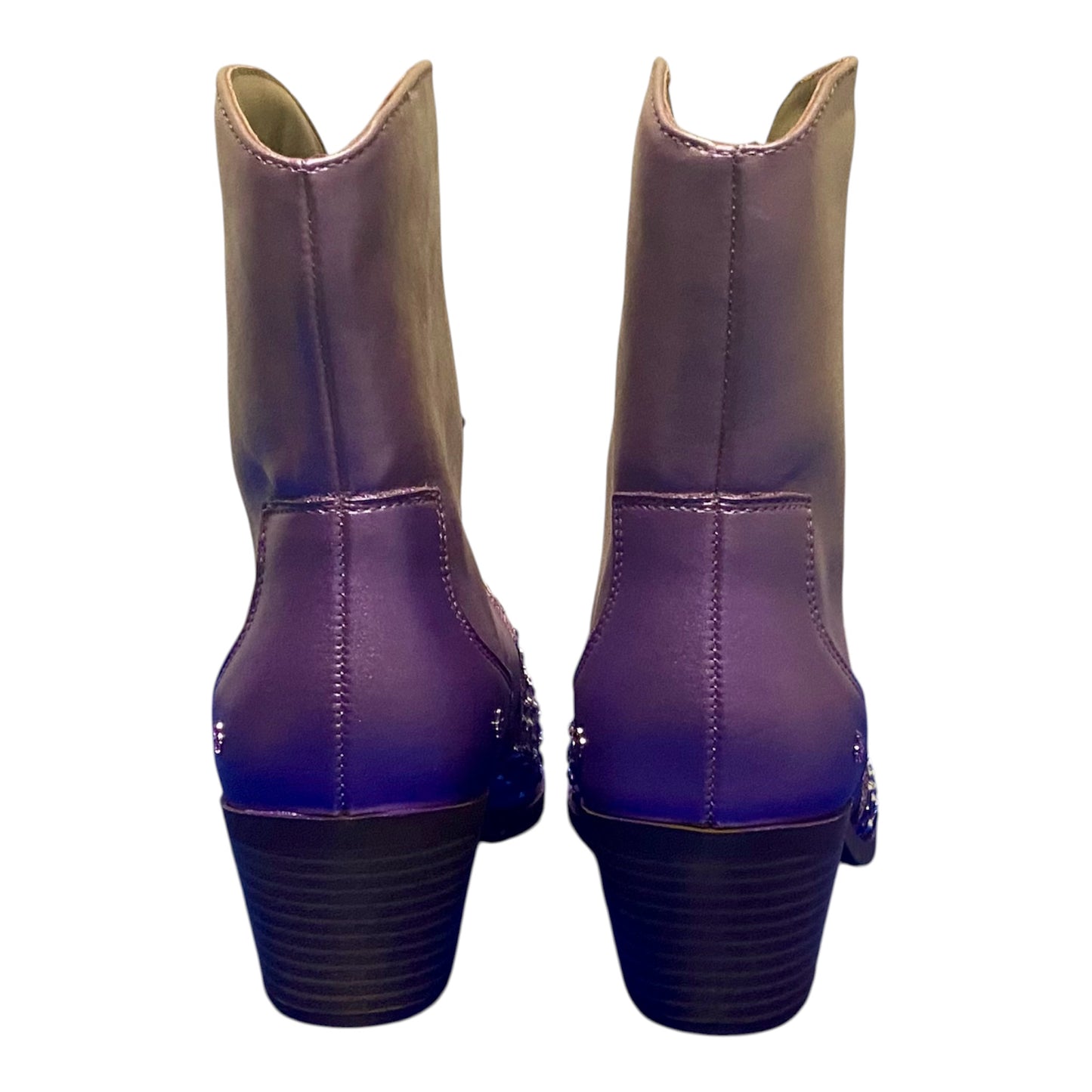 Custom Western Style Ankle Boots, Size 7, Purple Haze, Diamante!