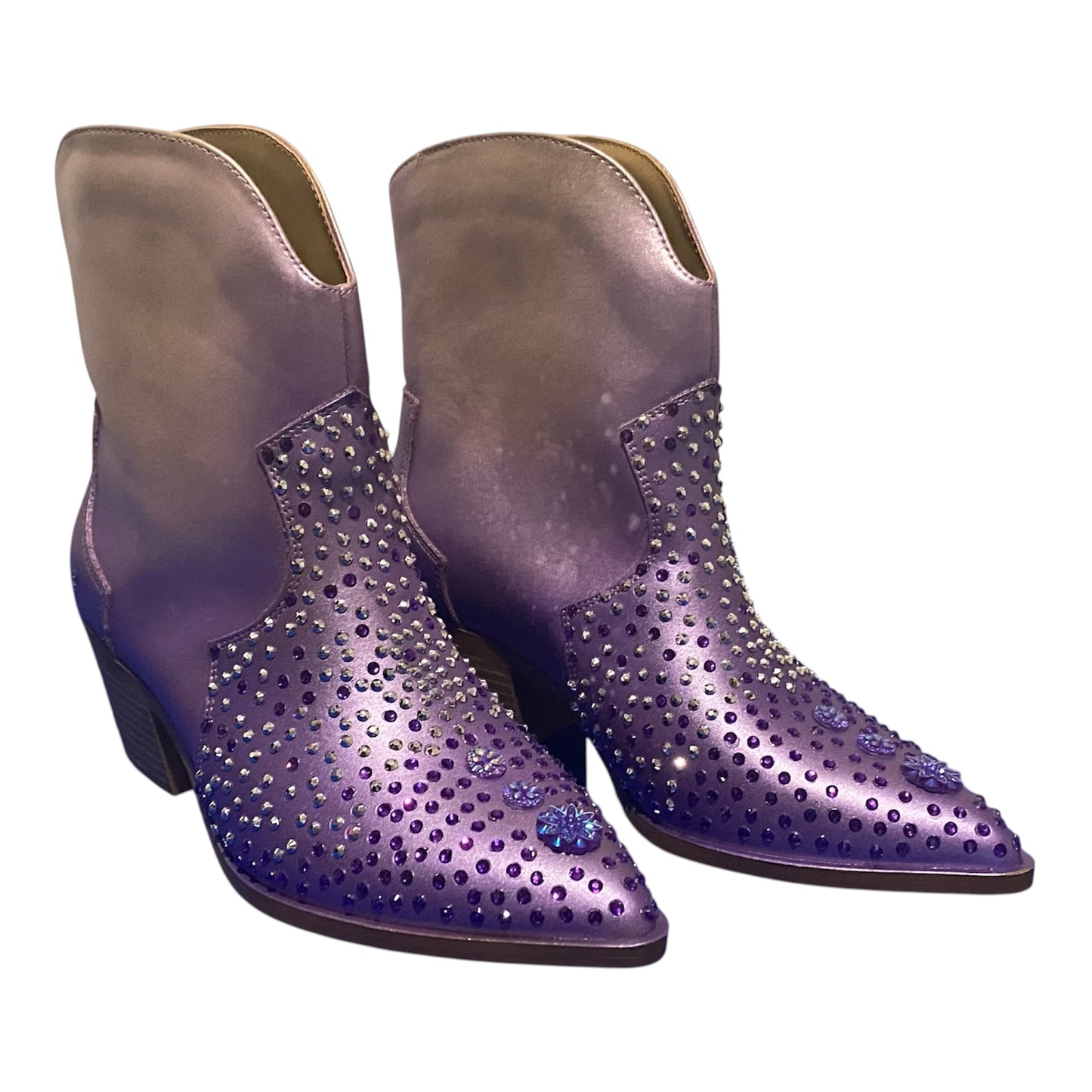 Custom Western Style Ankle Boots, Size 7, Purple Haze, Diamante!