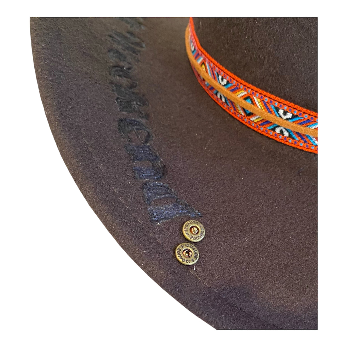 Custom Felt Cowboy Hat - Unique Chocolate Brown Design with Rivets and Lacing