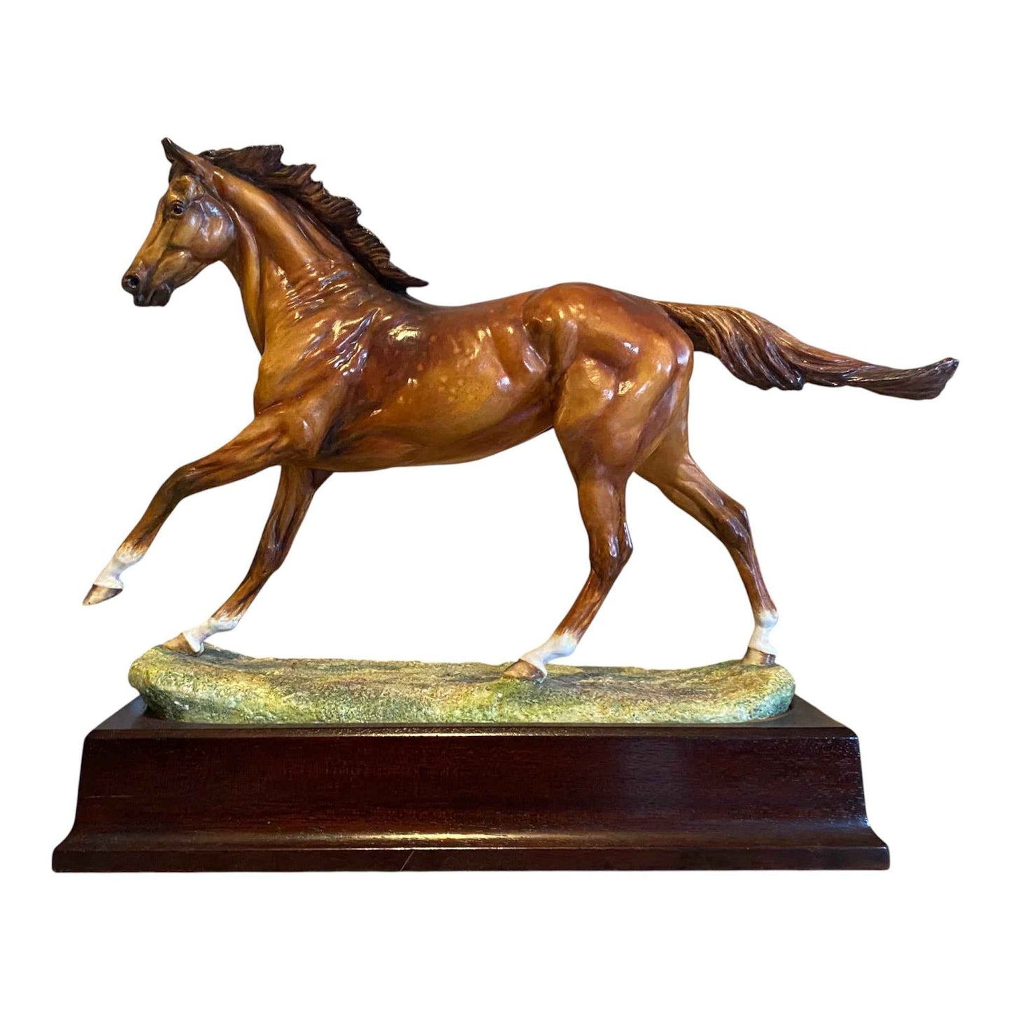 Vintage Hereford Fine China "Hyperion" by Amy Oxenbould, Racehorse Sculpture Original Finish
