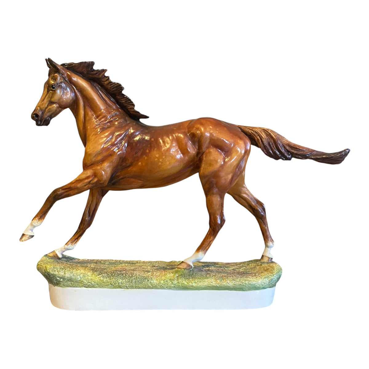 Vintage Hereford Fine China "Hyperion" by Amy Oxenbould, Racehorse Sculpture Original Finish