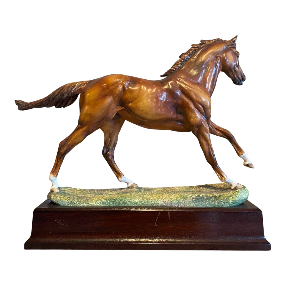 Vintage Hereford Fine China "Hyperion" by Amy Oxenbould, Racehorse Sculpture Original Finish