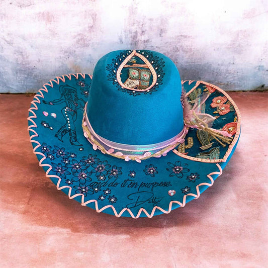 Dolly Parton Tribute Hat - Handburned Vegan Suede Masterpiece