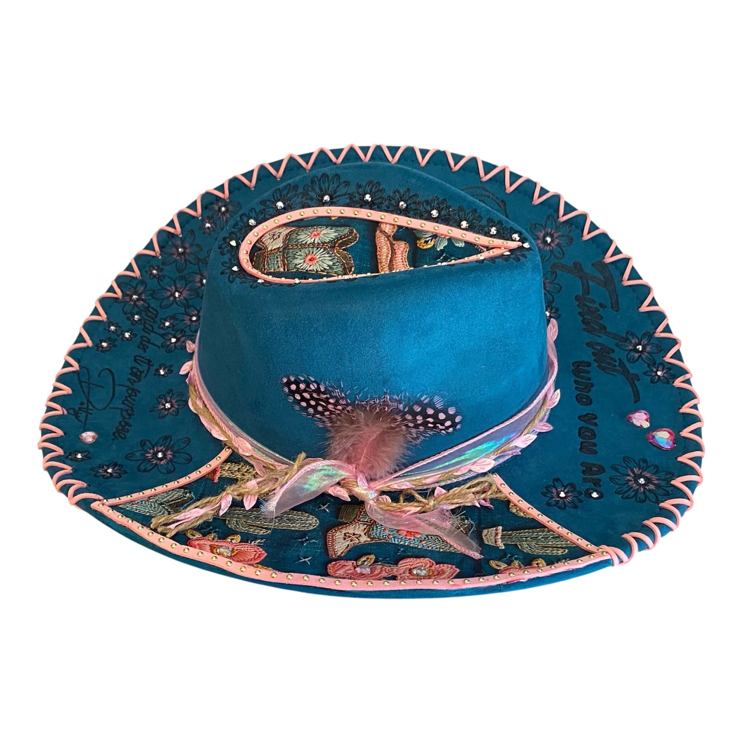 Dolly Parton Tribute Hat - Handburned Vegan Suede Masterpiece