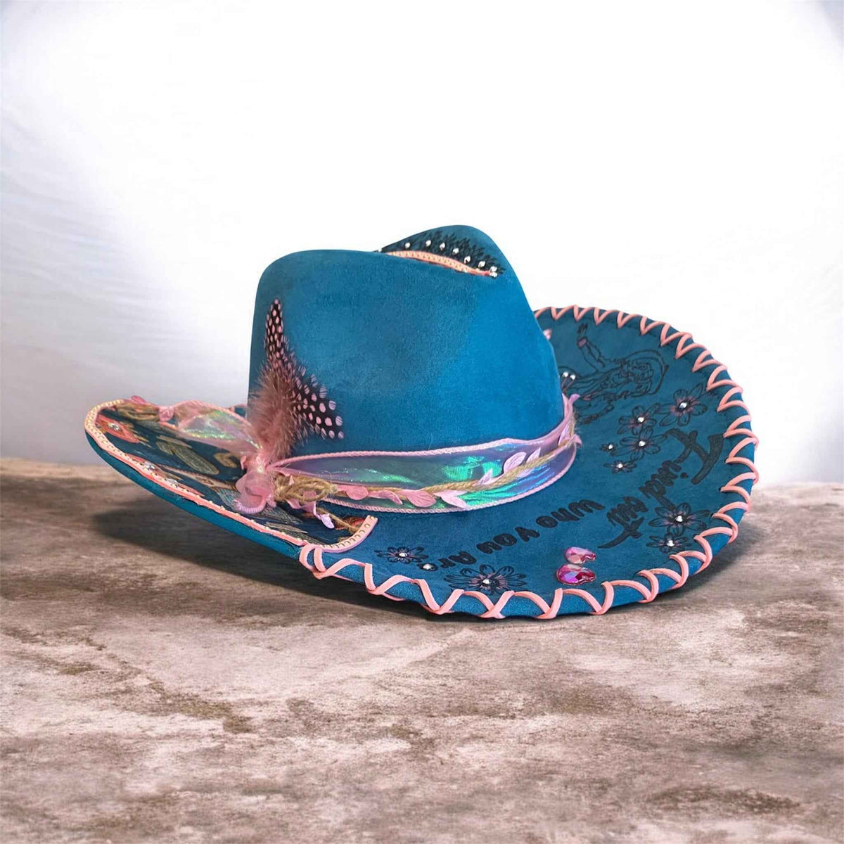 Dolly Parton Tribute Hat - Handburned Vegan Suede Masterpiece