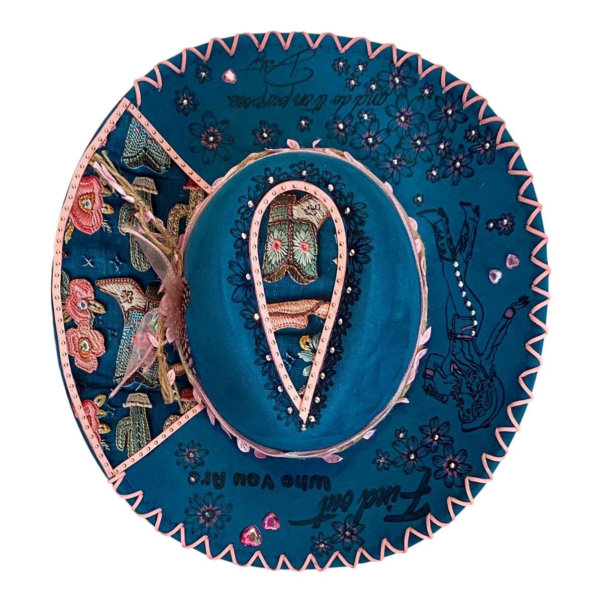 Dolly Parton Tribute Hat - Handburned Vegan Suede Masterpiece