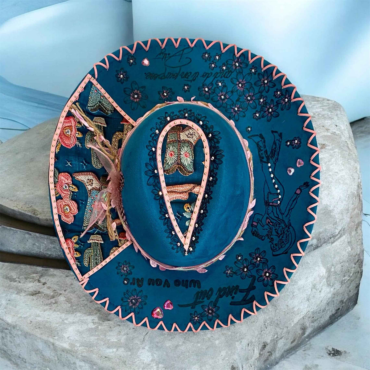 Dolly Parton Tribute Hat - Handburned Vegan Suede Masterpiece