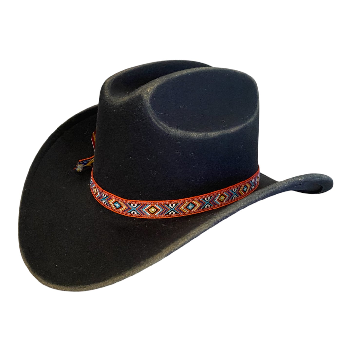 Custom Felt Cowboy Hat - Black with Bundy Rum Flair
