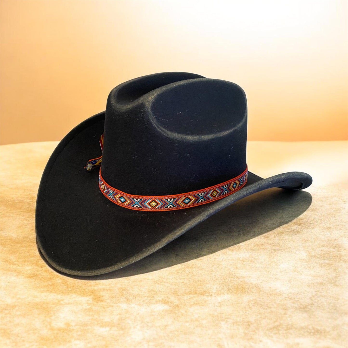 Custom Felt Cowboy Hat - Black with Bundy Rum Flair