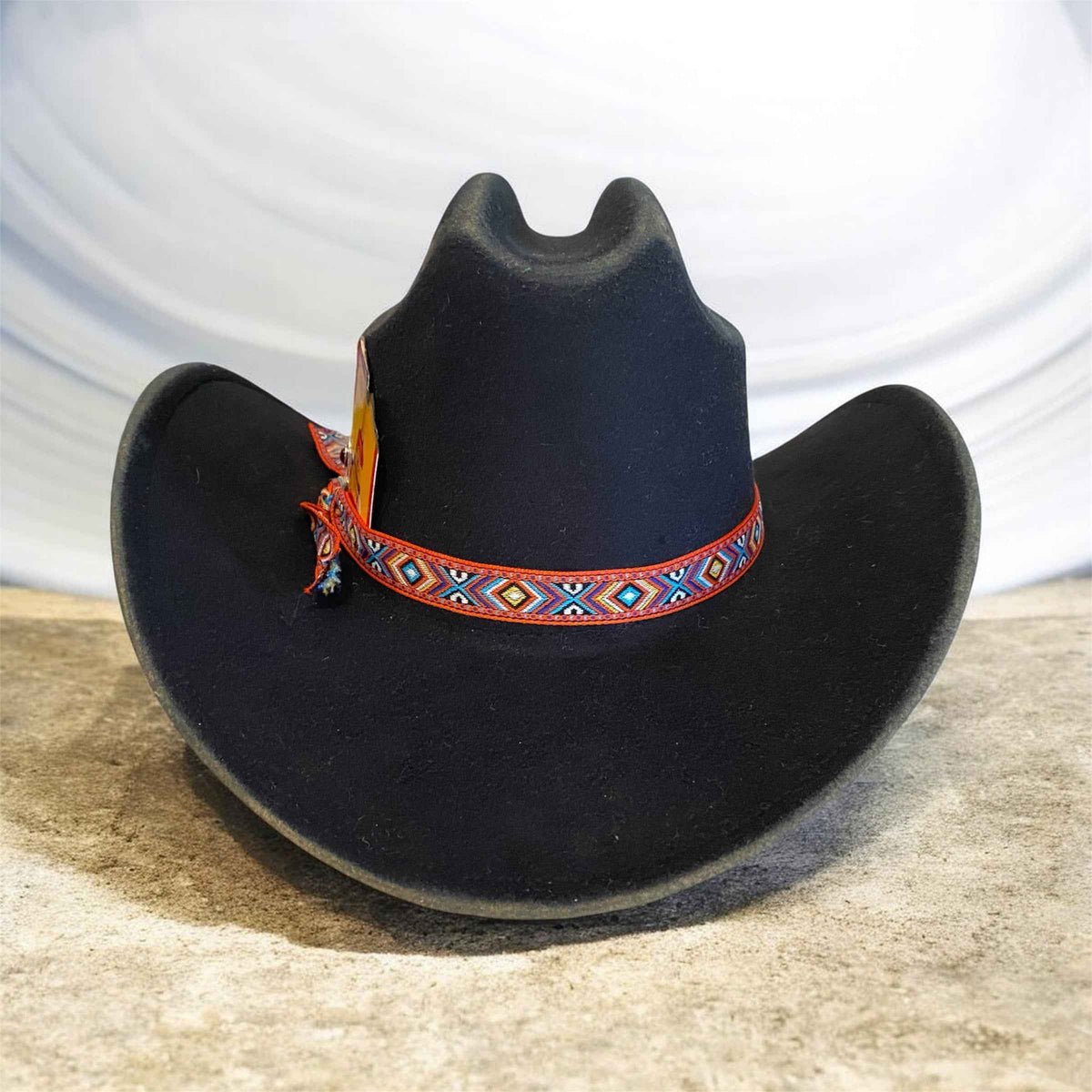 Custom Felt Cowboy Hat - Black with Bundy Rum Flair
