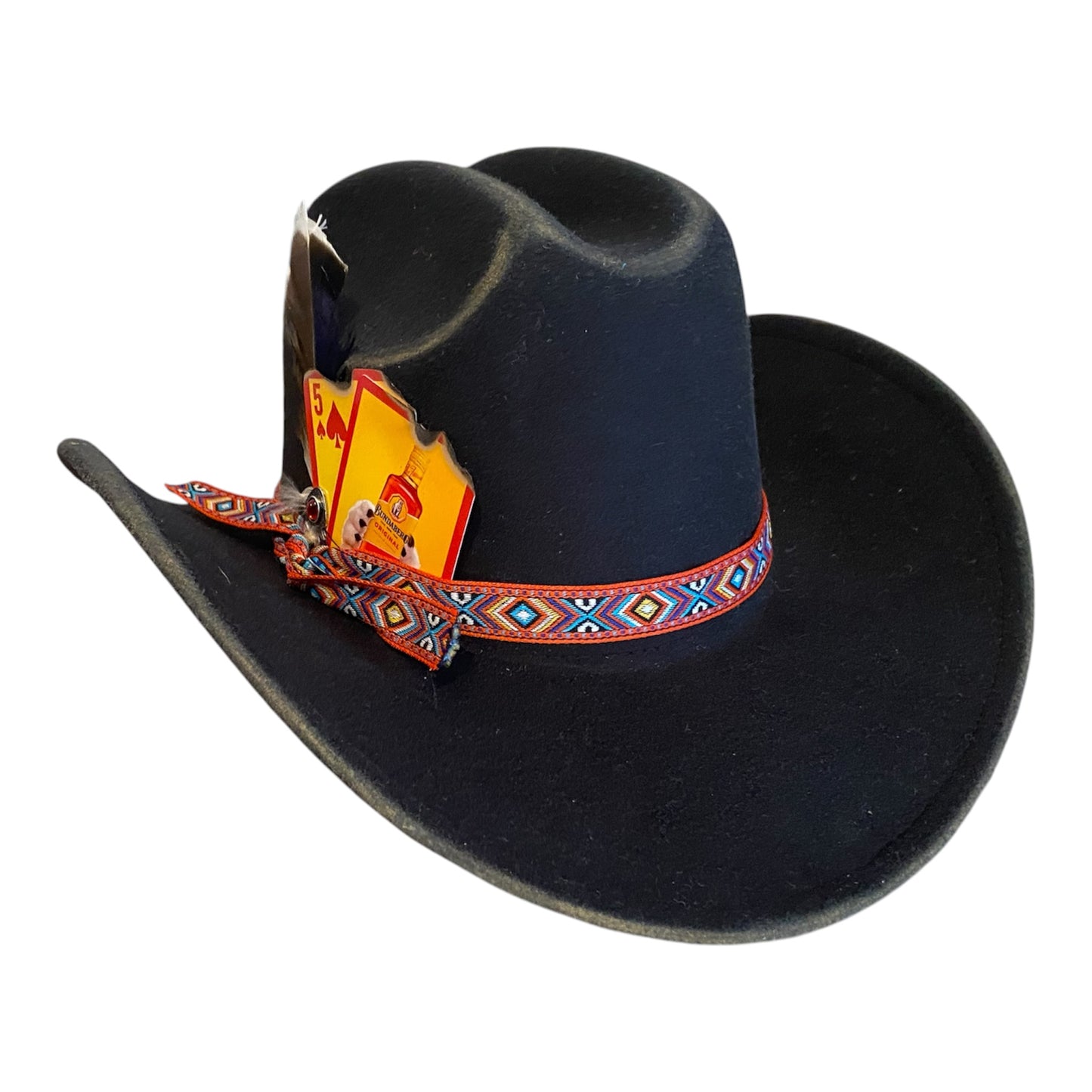 Custom Felt Cowboy Hat - Black with Bundy Rum Flair