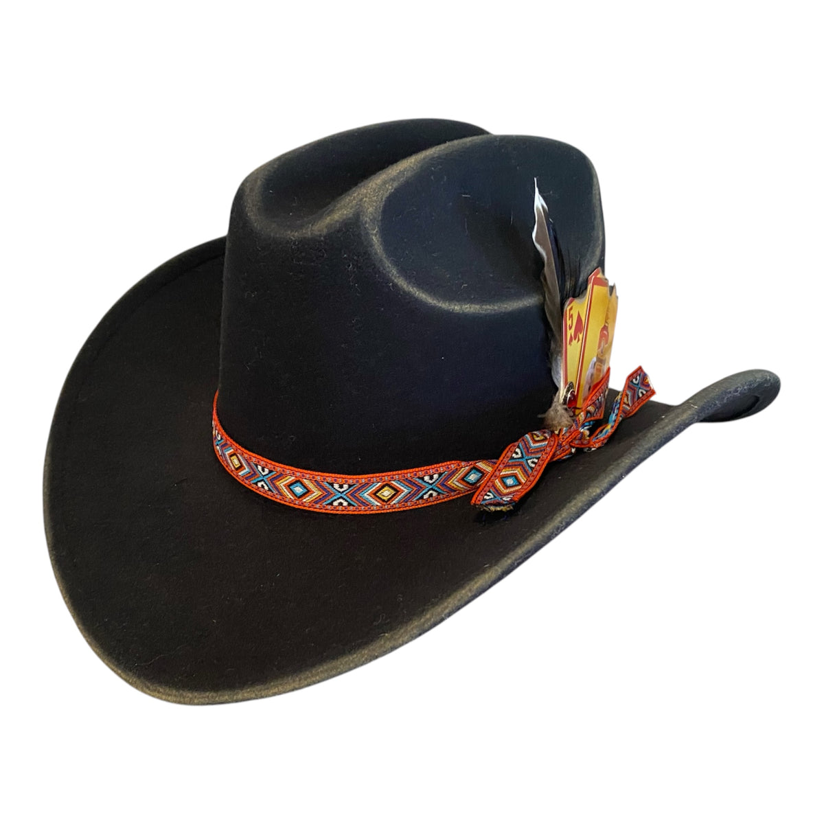Custom Felt Cowboy Hat - Black with Bundy Rum Flair