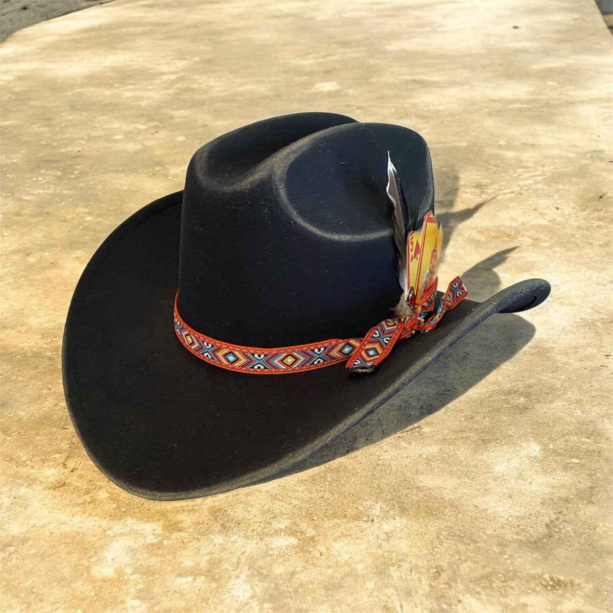 Custom Felt Cowboy Hat - Black with Bundy Rum Flair