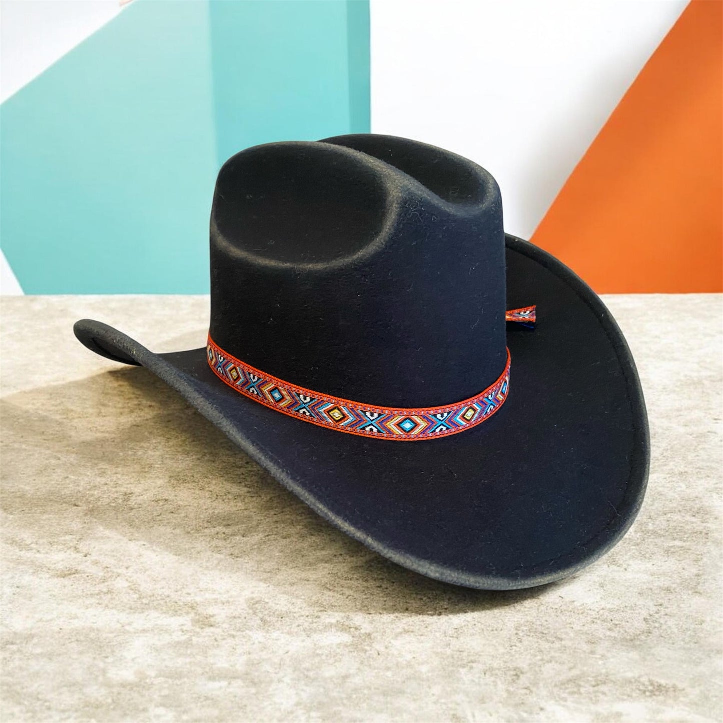 Custom Felt Cowboy Hat - Black with Bundy Rum Flair