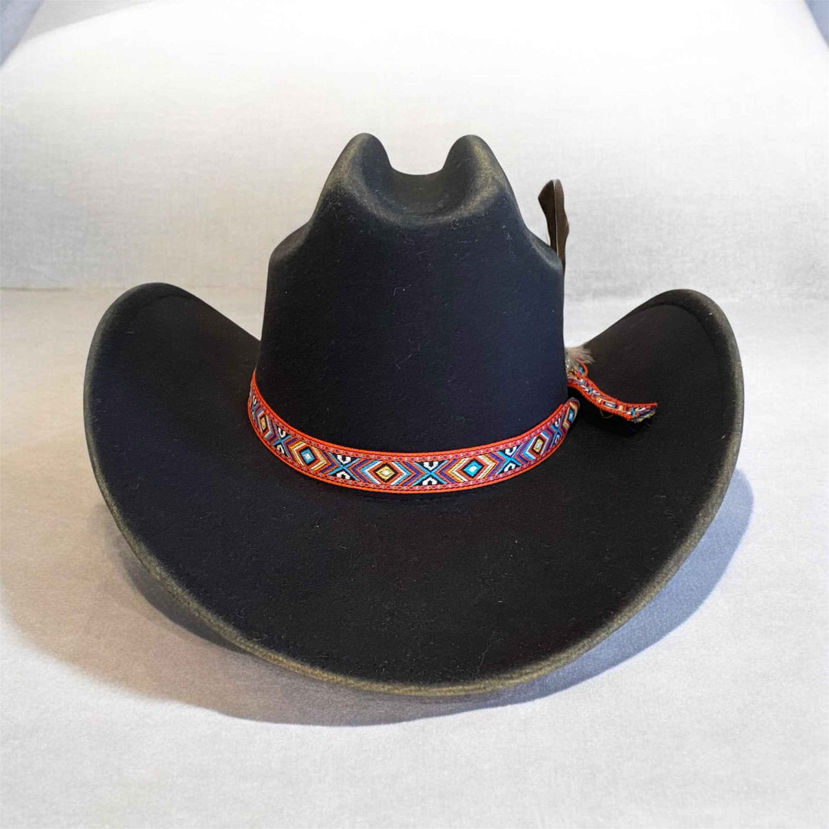 Custom Felt Cowboy Hat - Black with Bundy Rum Flair