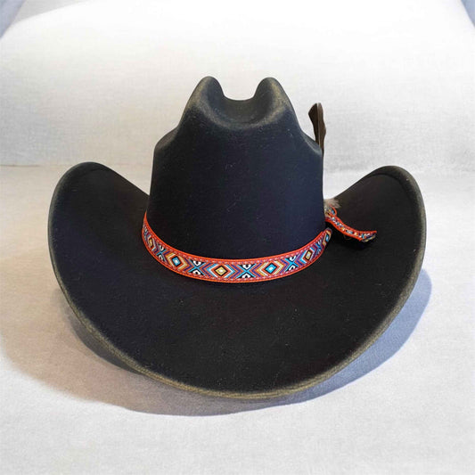 Custom Felt Cowboy Hat - Black with Bundy Rum Flair