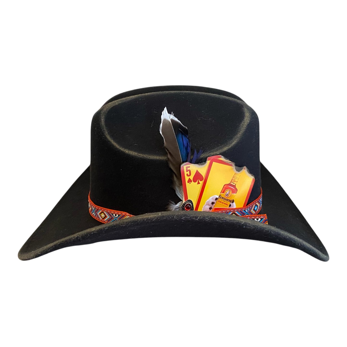 Custom Felt Cowboy Hat - Black with Bundy Rum Flair