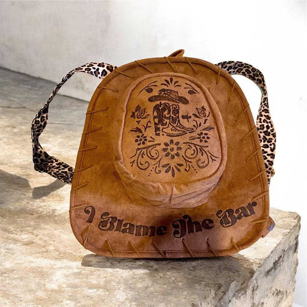 Stylish Custom Faux Suede Cowboy Hat Backpack for All Ages!